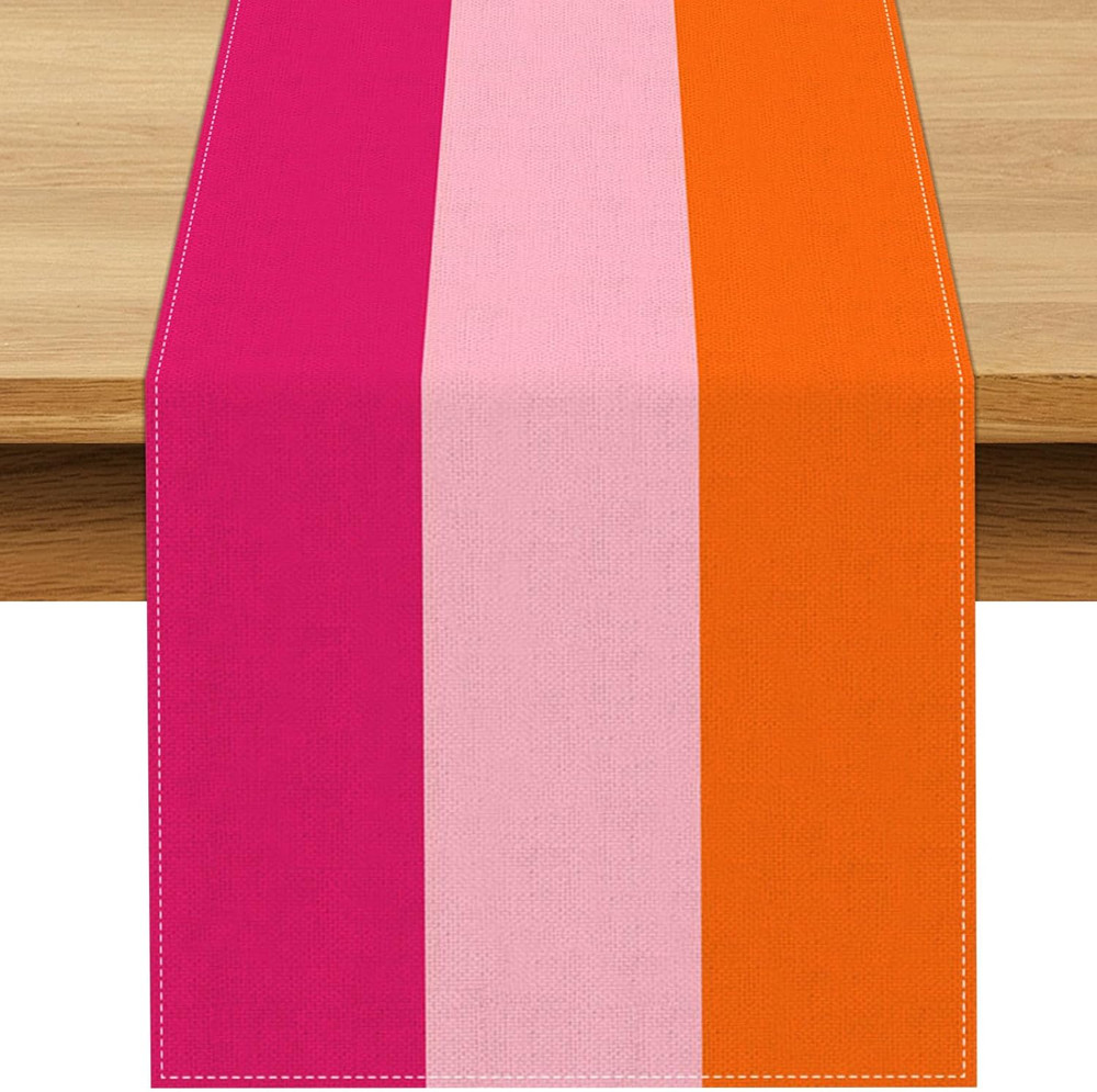 Hot Pink and Orange Party Decoration Table Runner for Graduation Sunset Birthday