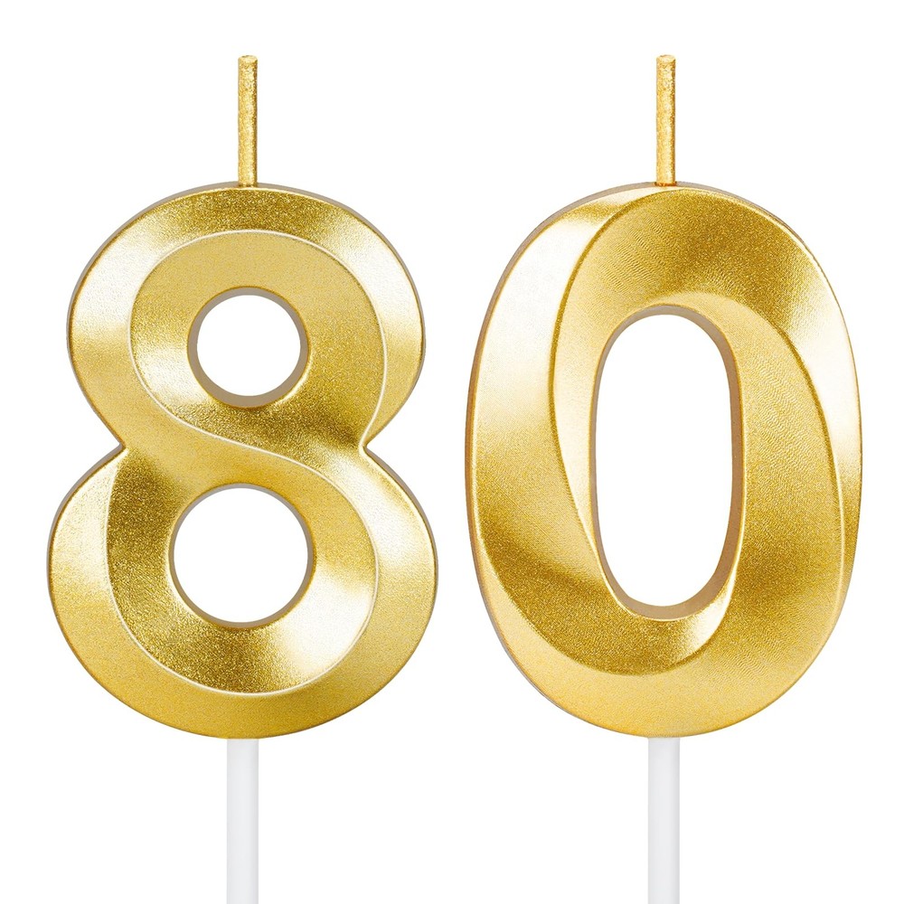 80th Birthday 1.36 inches (W) x 4.71 (H) x 0.4 (T), Gold