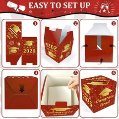 Graduation Decorations 2026 – Red Gold Graduation Card Box for Graduation Decora