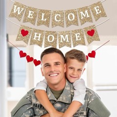 Gold Welcome Banner – Home Decoration, Ready to Hang –
