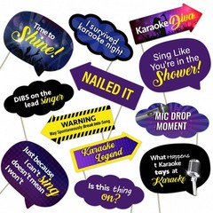 12 PCS Karaoke Night Photo Booth Props Set Fun Music Singing Party Decorations