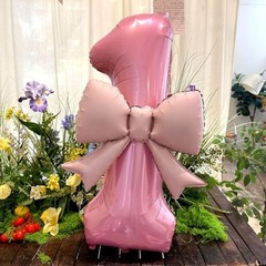 40 Inch Pink Number Balloons 21 Inch Pink Bow Balloons Pink 1 Balloon Number1