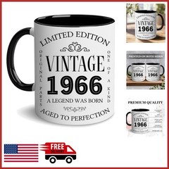 Ceramic 60th Birthday Mug Vintage 1966 Design for Dad Mom Anniversary Gift