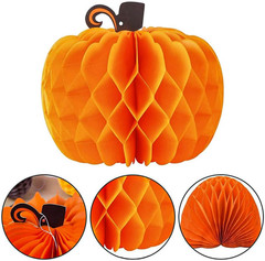 6 Pack Paper Pumpkin Honeycomb Pumpkin Centerpieces 3D Tissue Pumpkins 10.2 Inch