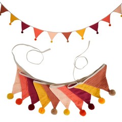 Fabric Bunting Banner, 2 Pack Handmade Neutral String Banner with Felt Ball E…
