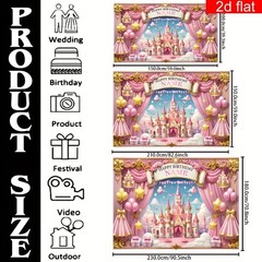 2D Flat Banner Customizable Name Age Princess Birthday Party Banner Backdrop ☋