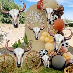 4Pcs Western Long Horn Cow Balloons/37Inch Cowboy Longhorn Aluminium Foil Bal…