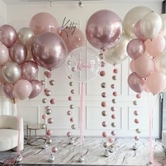 White Pink Gold Balloons Set, 12 Inch Double Pearl White Sand Blush Pale Ligh…