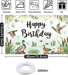 Mallard Duck Party Backdrop Hunting Theme Birthday Banner for One Lucky Duck Dec