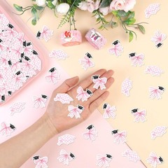 200 PCS Pink Bow Graduation Confetti Congrats Grad Class of 2026 Decor Scatter