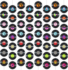 8Pcs Vinyl Records Theme Garlands for Rock and Roll Party Hanging Decorations Re