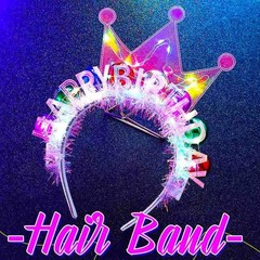 Light Up Birthday Crown Headband Glow Ball Sparkly Hair Accessories Women