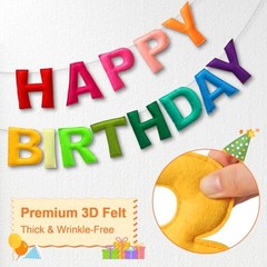 Pre-Strung Happy Birthday Banner & Felt Garland Set – Birthday Colorful