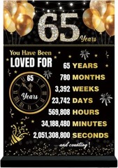 65th Birthday Anniversary Decoration Women Men, Black Gold Back in 1