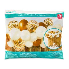 Gold/White Balloon Garland & Fringe Kit 34 Pieces by