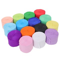 12 Pcs Crepe Paper Streamers Rolls Paper Colored Ribbon Birthday Party Decor