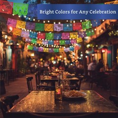 Mexican Party Banners (5 Pack with 10 Plastic Flags per Banner) – Papel Picad…
