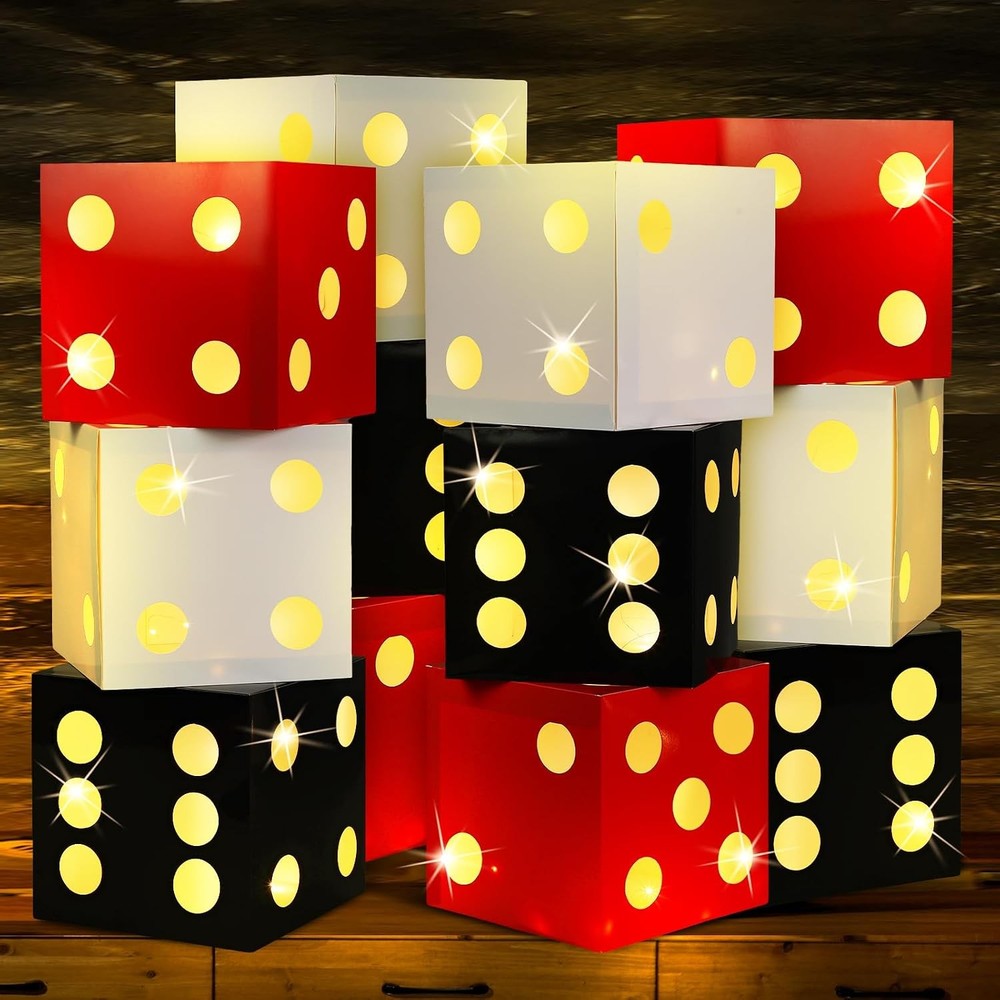 Motipuns 12 Pcs Large Dice Favor 1 count (Pack of 12), white, black, red
