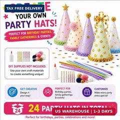 Pre-Assembled Party Hats for Kids, Birthday Hats for Kids & Adults