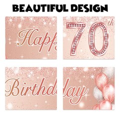 Happy 70th Birthday Rose Gold Banner Backdrop Balloon Confetti 70, Multi