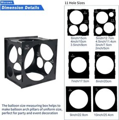 11 Holes Balloon Sizer Cube Box Measurement Tool for Balloon Decoration, 2-10″