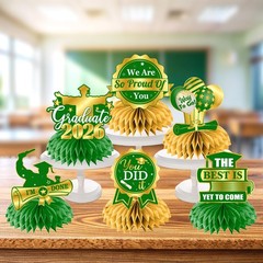 Green and Gold Graduation Decorations 2026,12pcs Green Graduation Table Decor