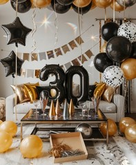 40 Inch Laser Black Number Balloons 0 Mylar Digit Balloon Anniversary Event C…