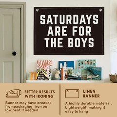 Boys Room Decor, Banner Flags for Bedroom, Linen Canvas Banner Wall Hanging F…