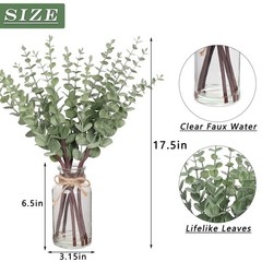 VIERENA 17.5″ Artificial Eucalyptus Stems in Glass 17.5 inches, Sage Green