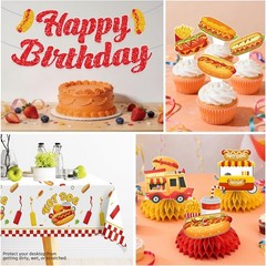 Vibrant Hot Dog Party Supplies Set – 191 Pieces for Memorable Celebrations