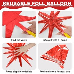 Exploding Star Balloons 22 Inch Foil Cone Spike Party Decorations 6pk