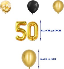 50th Birthday Decorations for Men Women, Pre-Strung Gold Glitter ‘Older Wiser…