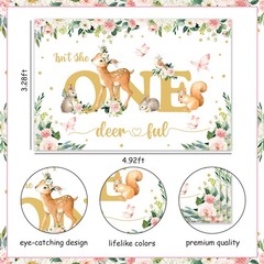 Balterver Deer 1st Birthday Decorations for Girls – Sage Green & Pink Kit wit…
