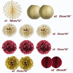 Maroon and Gold Graduation Decorations 2026 Burgundy Party Decorations Pom Po…