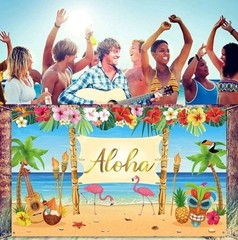 Hawaiian Aloha Luau Party Decoration, Extra Large Summer Luau Beach Party Banner