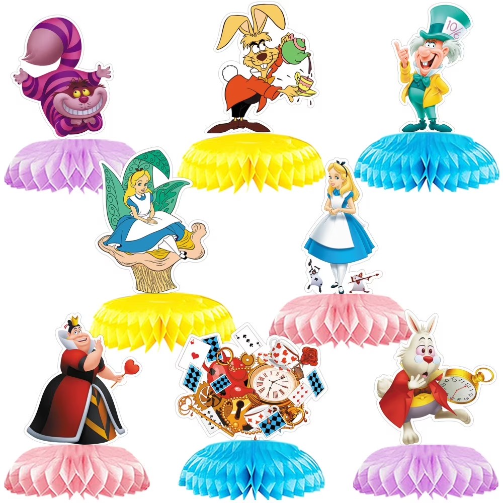Alice in Wonderland Honeycomb Centerpieces 3D Table Decorations Party Supplies