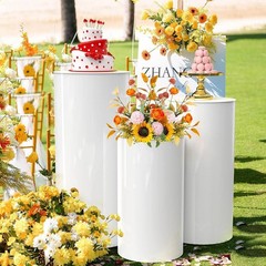 3 Pieces Round Pedestals Dessert Pedestals Cake Stand Multipurpose Table Banquet