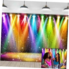 Rainbow Stage Disco Backdrop for Photography 70s 80s 90s Colorful Disco 7X5ft