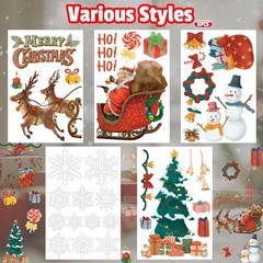Christmas Party Decorations – Snowflake Window Clings Stickers for White Red