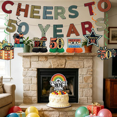 11Pcs 50Th Birthday Decorations for Men Women,Cheers to 50 Years Banner Centerpi