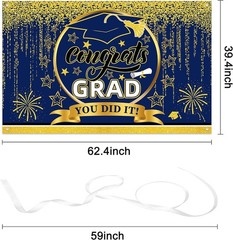 Sturdy 2026 Graduation Banner – Beautiful Blue and Gold Décor for All Occasions