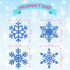 20 Pcs Winter Snowflake Hanging Swirls Decorations – Snowflake Blue Silver