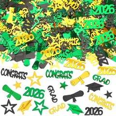 Green Black Gold Graduation Confetti Table Centerpiece Class Of 2026 Decor