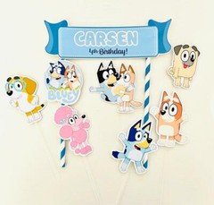Personalized Bluey Themed Cake Topper