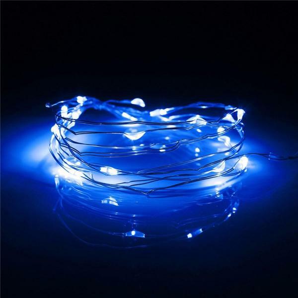 20 Blue LED Fairy String Lights, Wire (6ft, Battery Operated)