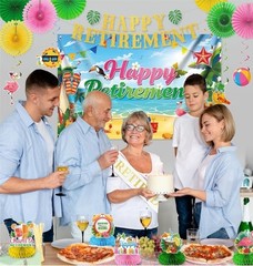 Beach Happy RETIREMENT PARTY Decorations, Aloha Hawaiian Tropical Luau Party