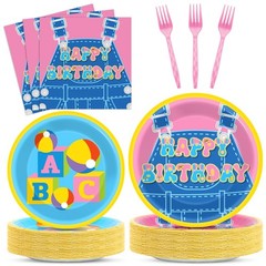 200 Pcs Girls Party Decorations Cartoon Teacher Plates and Napkins Happy