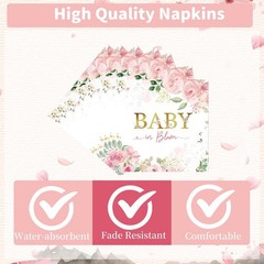 Baby in Bloom Baby Shower Decorations, 96PCS Spring Floral Party Plates Napkins