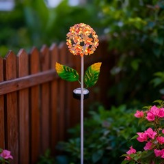 Garden Solar Light with Hydrangea Design Iron Stake for Outdoor Decoration