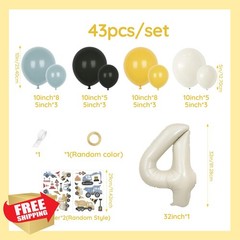 Construction Birthday Party Supplies, Construction Balloons 32 Inch Number 4 …